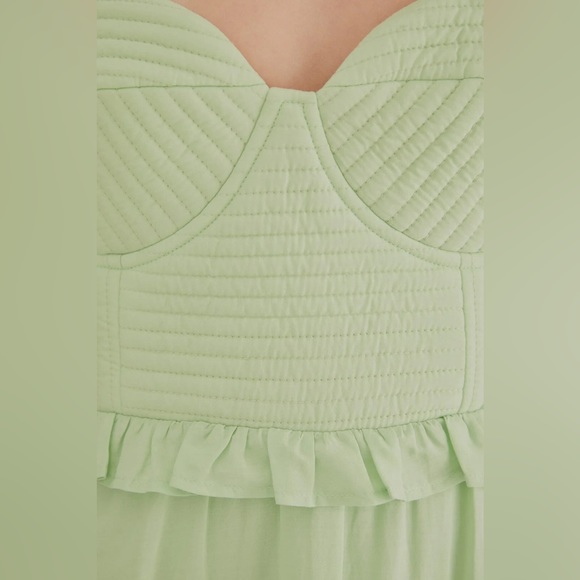 Farm Rio Soft Green Short Sleeve Midi Dress Garden Party Cottage Core - Picture 8 of 13